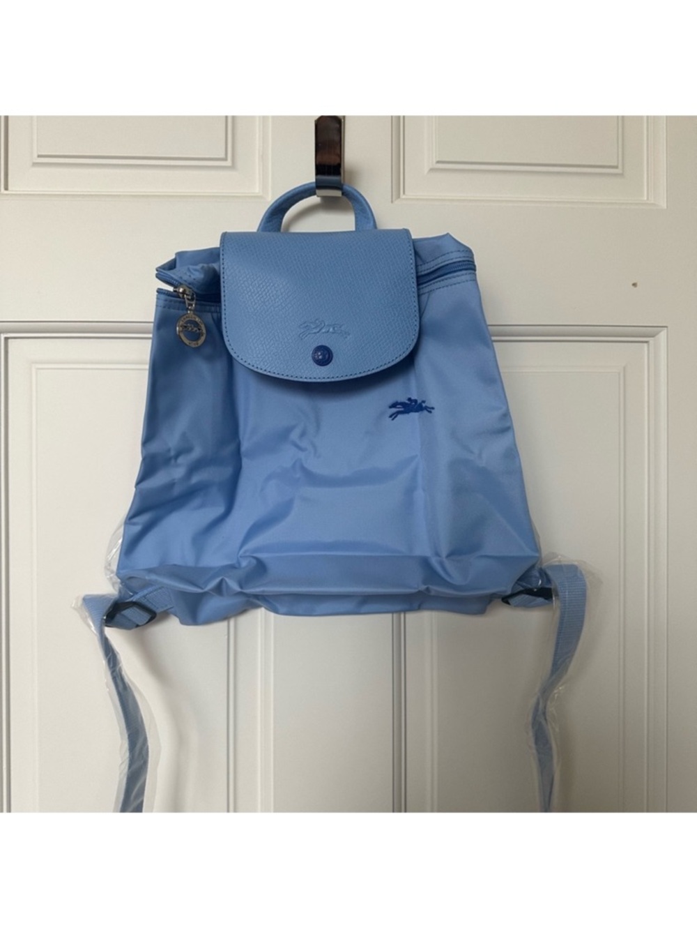 Longchamp Light Blue Nylon Mini Backpack with Top Flap